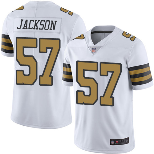 Men New Orleans Saints Limited White Rickey Jackson Jersey NFL Football #57 Rush Vapor Untouchable Jersey